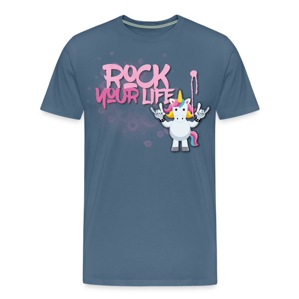 Männer Premium T-Shirt mit ROCK YOUR LIFE PRINT - Blaugrau