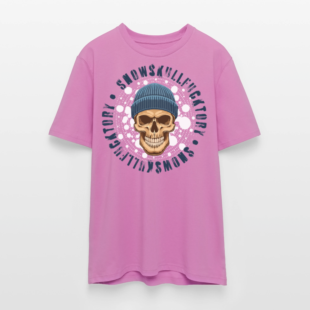 Unisex Bio-T-Shirt mit SNOWSKULL FUCKTORY PRINT Vorderseite - Pink