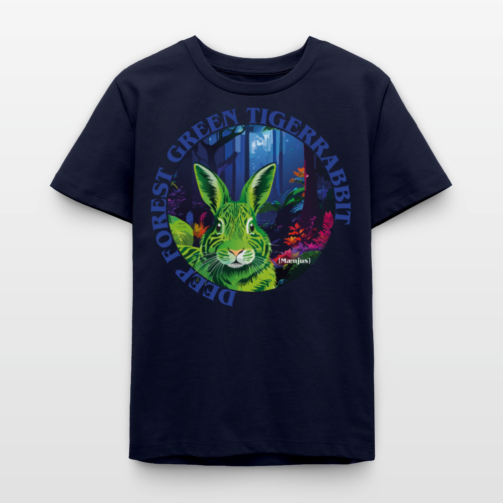 MNJS TEENS Bio T-Shirt mit DEEP FOREST GREEN TIGERRABBIT PRINT - Navy