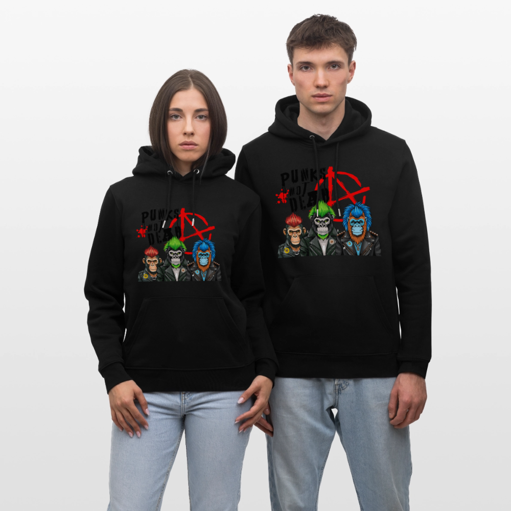 Unisex Hoodie mit PUNKS NOT DEAD PRINT - Schwarz