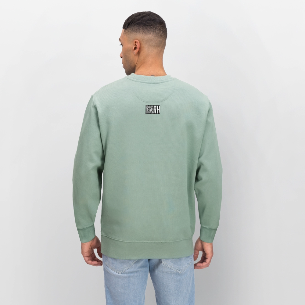 Unisex Bio-Sweatshirt mit TUSCHEWEIBCHEN PRINT - Helles Graugrün