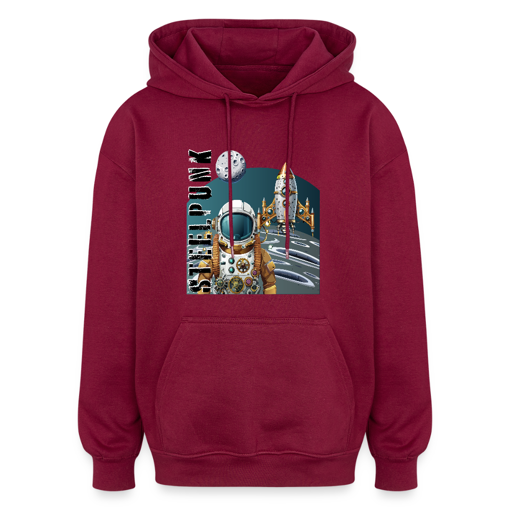 Oversized Unisex Hoodie mit STEELPUNK PRINT - Burgunderrot