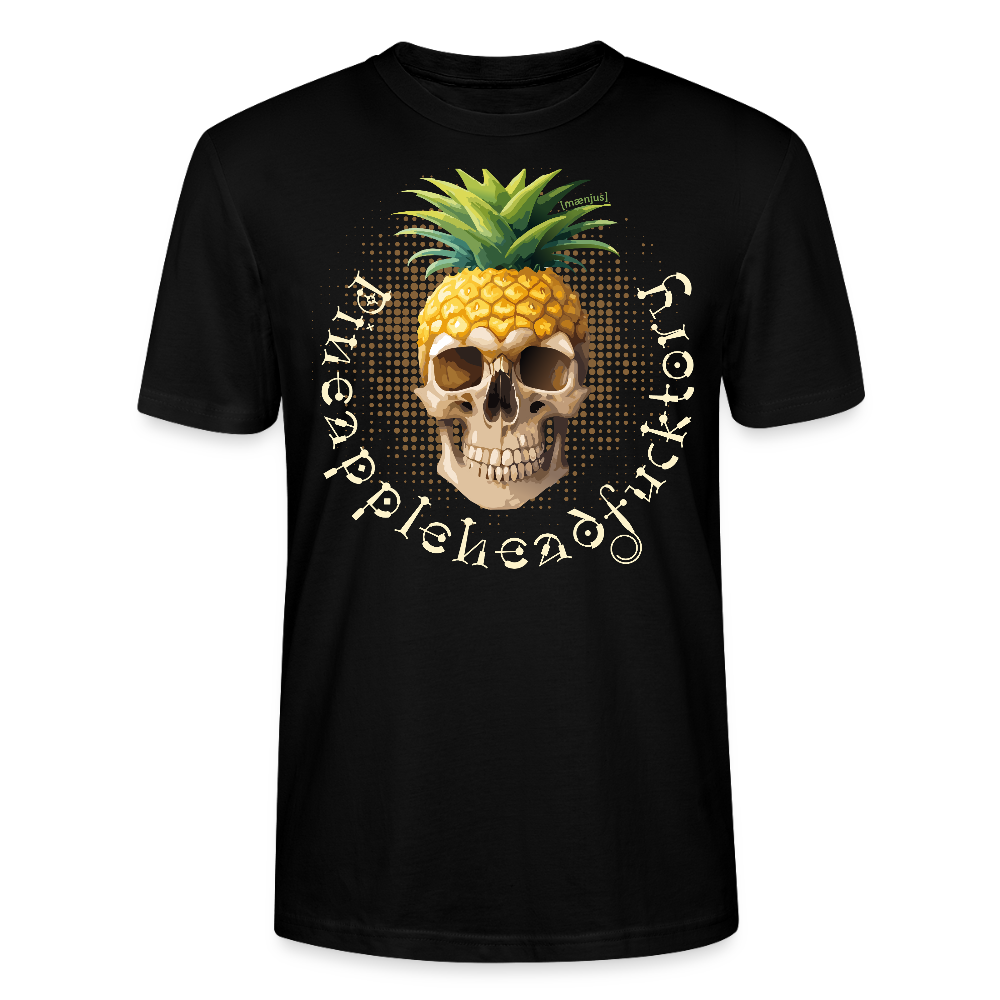 Unisex T-Shirt mit PINEAPPLEHEAD SKULL PRINT Vorderseite - Schwarz