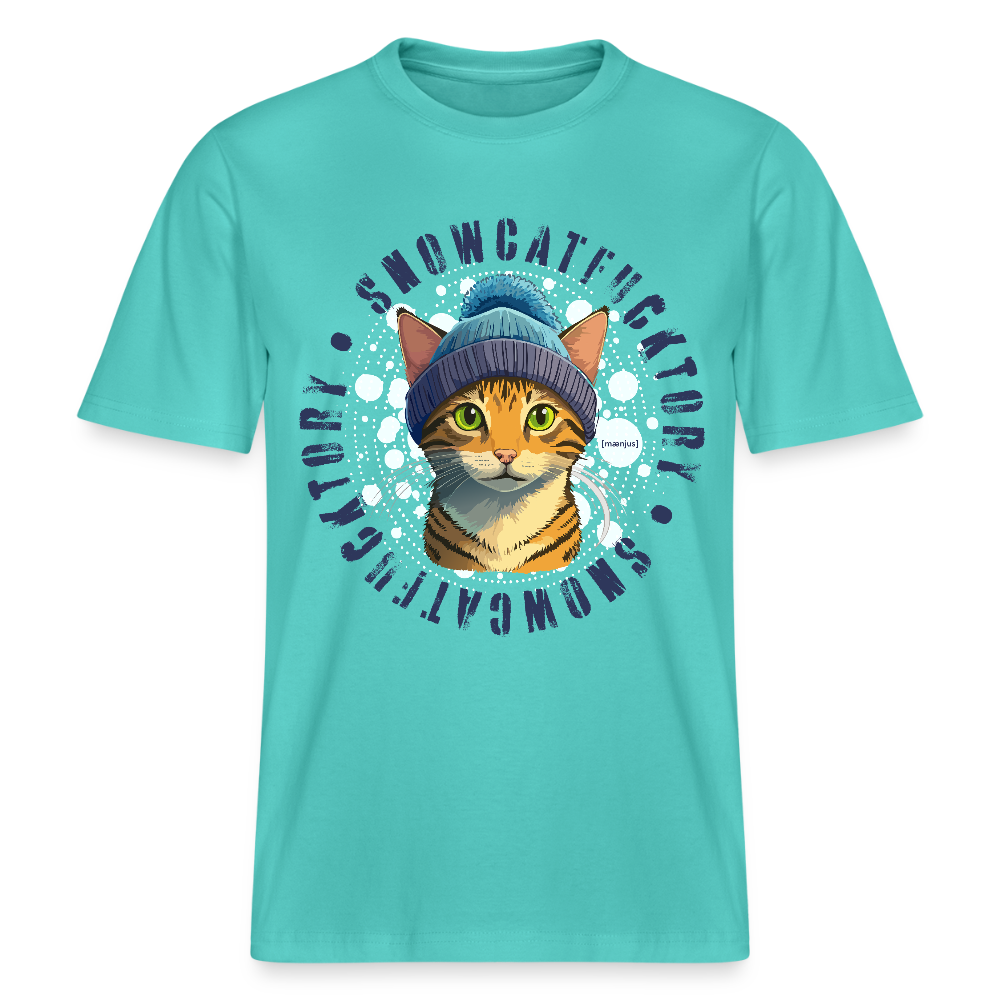 Unisex Bio-T-Shirt mit SNOWCATFUCKTORY PRINT - Poolblau