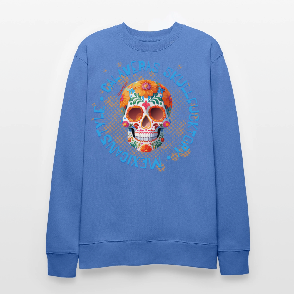 Unisex Bio-Sweatshirt mit CALAVERAS SKULL PRINT - Blau