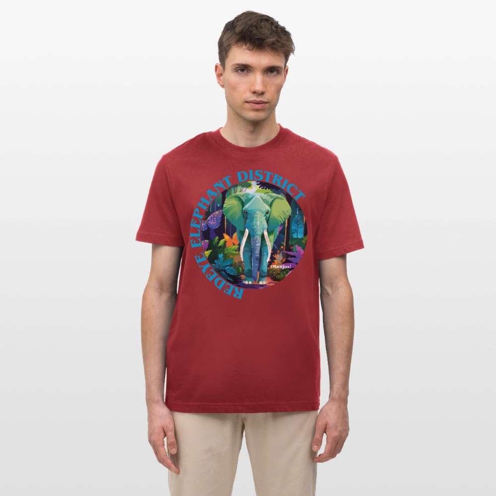 Relaxed Fit Unisex Bio-T-Shirt mit REDEYE ELEPHANT DISTRICT PRINT Vorderseite - Erdrot