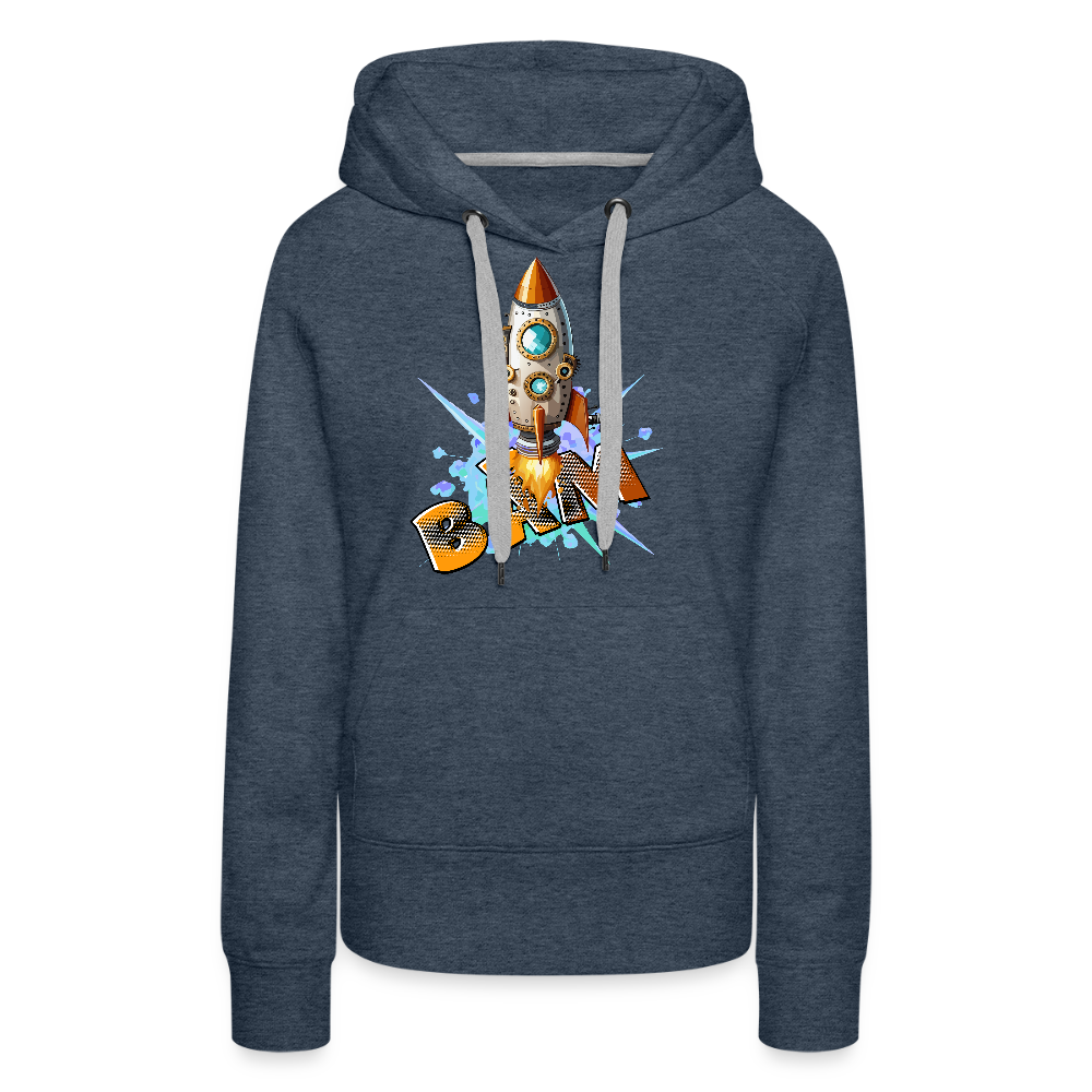 Frauen Premium Hoodie mit RAKETE PRINT - Jeansblau
