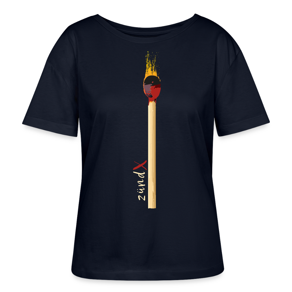 Frauen Bio Rundhals T-Shirt mit zündX PRINT - Navy
