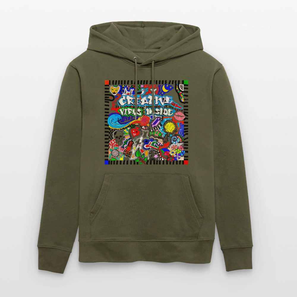 Unisex Bio-Hoodie mit CREATIVE VIRUS INSIDE PRINT - Khaki Grün