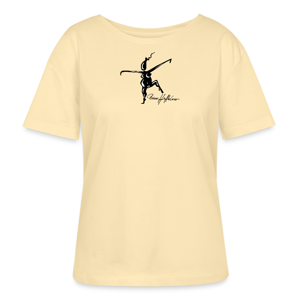 Relaxed Rundhals Frauen Bio-T-Shirt mit TUSCHEWEIBCHEN PRINT - Creme