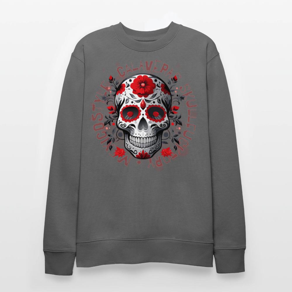 Unisex Bio-Sweatshirt mit CALAVERAS SKULL PRINT - Anthrazit