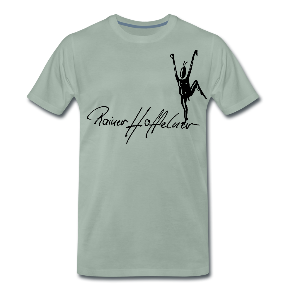 Männer Premium T-Shirt mit TUSCHEMÄNNCHEN PRINT - Graugrün