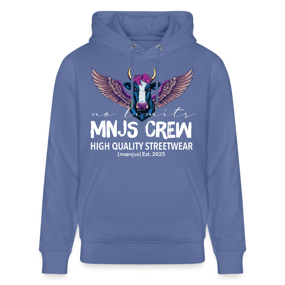Unisex Bio-Hoodie mit MNJS CREW no limits PRINT - Blau