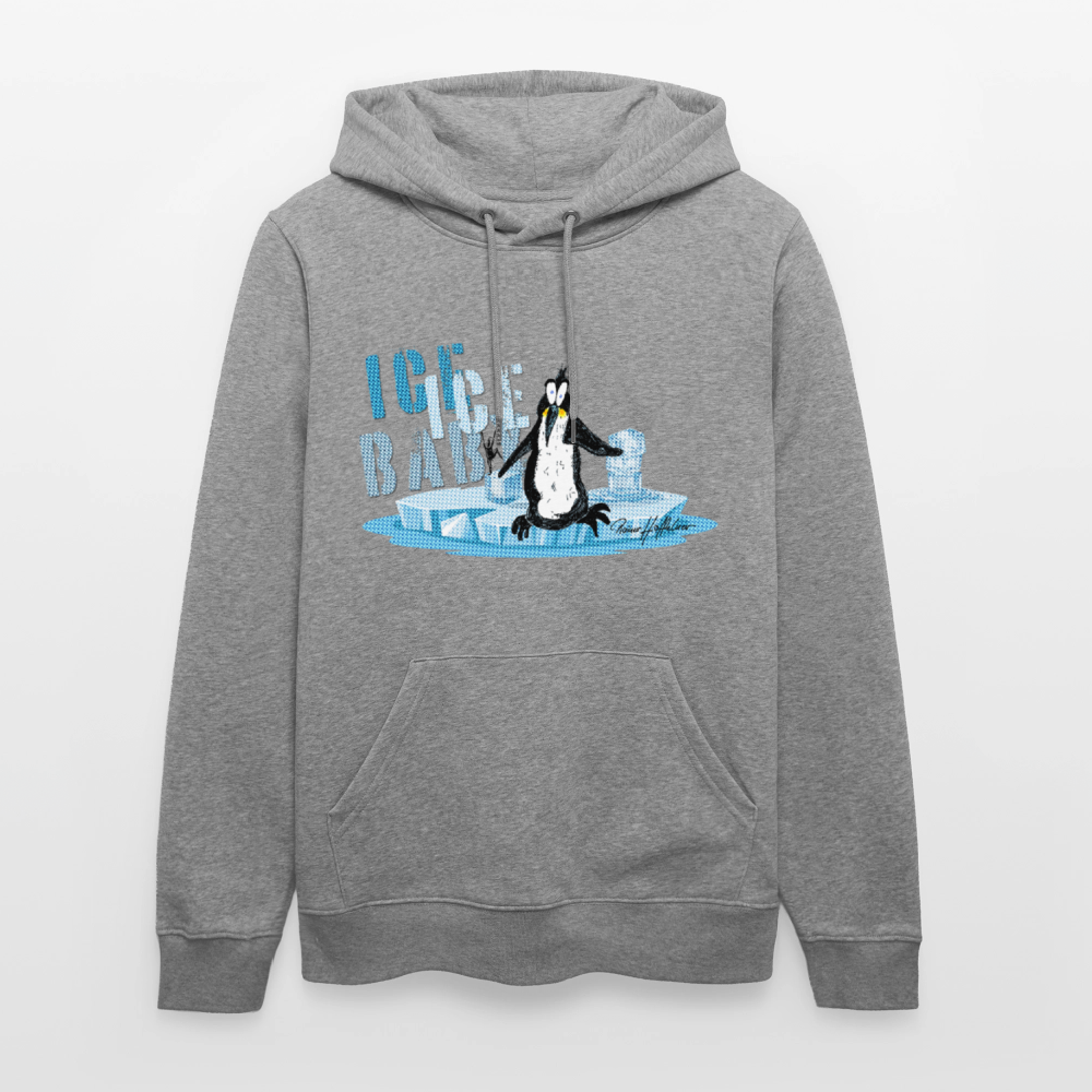 Unisex Bio-Hoodie mit ICE ICE BABY PINGUIN PRINT - Hellgrau marmoriert