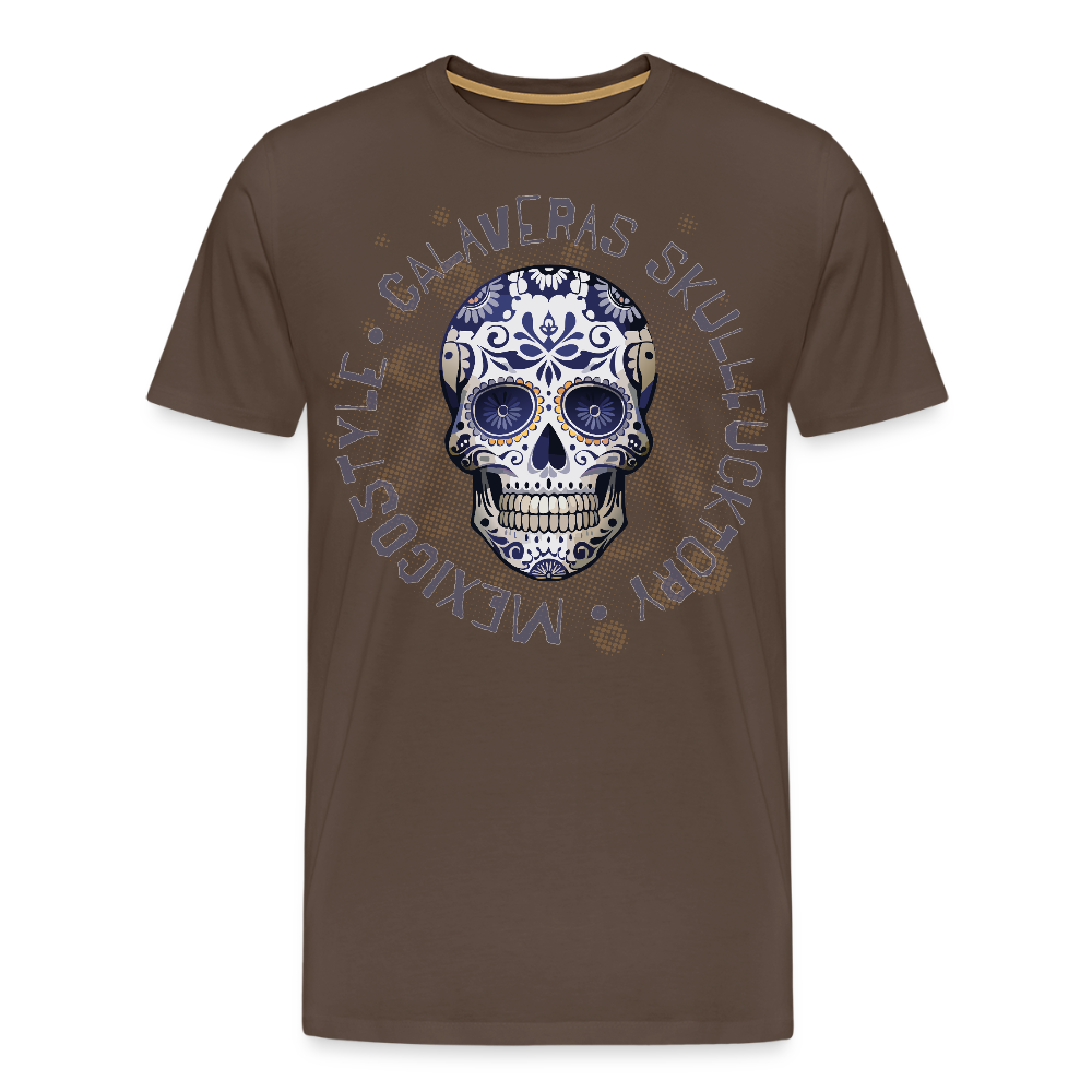 Männer Premium T-Shirt mit CALAVERAS SKULL PRINT - Edelbraun