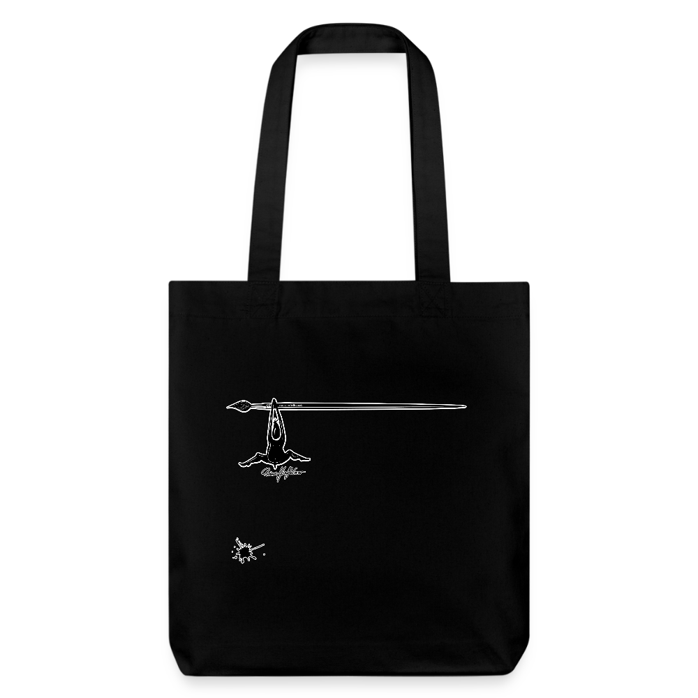 Recycelter Heavyweight Stoffbeutel mit TUSCHEMÄNNCHEN PRINT - Schwarz