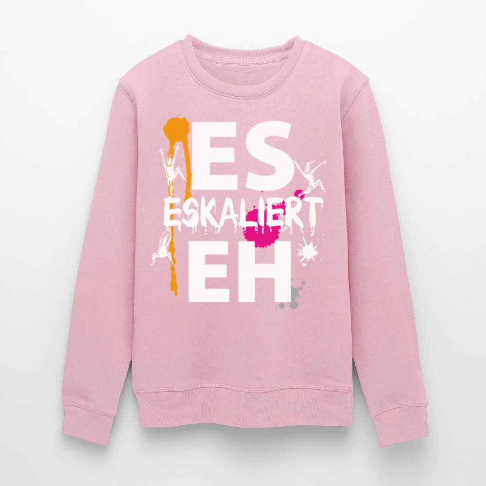 Unisex Bio-Sweatshirt mit ES ESKALIERT EH PRINT - Hellrosa