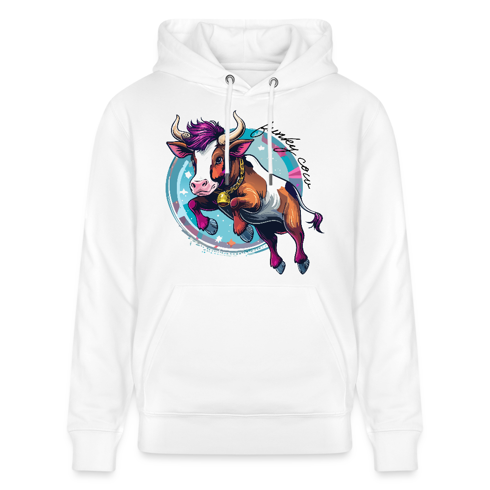 Unisex Hoodie mit FUNKY COW PRINT - Weiß