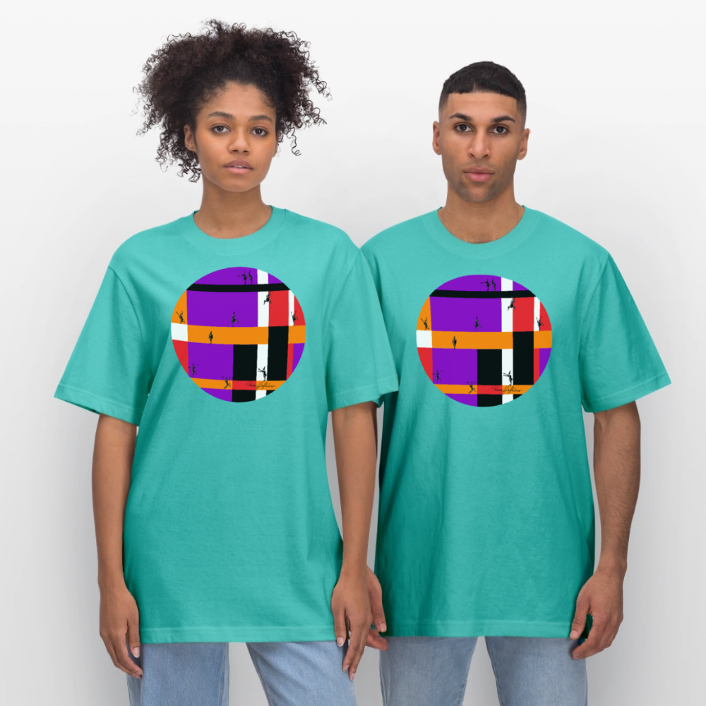 Relaxed Fit Unisex Bio-T-Shirt mit DYNAMIC FIELDS PRINT - Poolblau