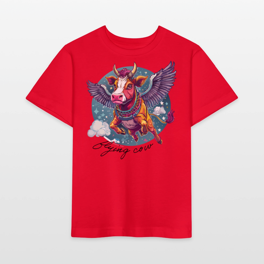 MNJS KIDS Bio T-Shirt mit FLYING COW PRINT - Rot