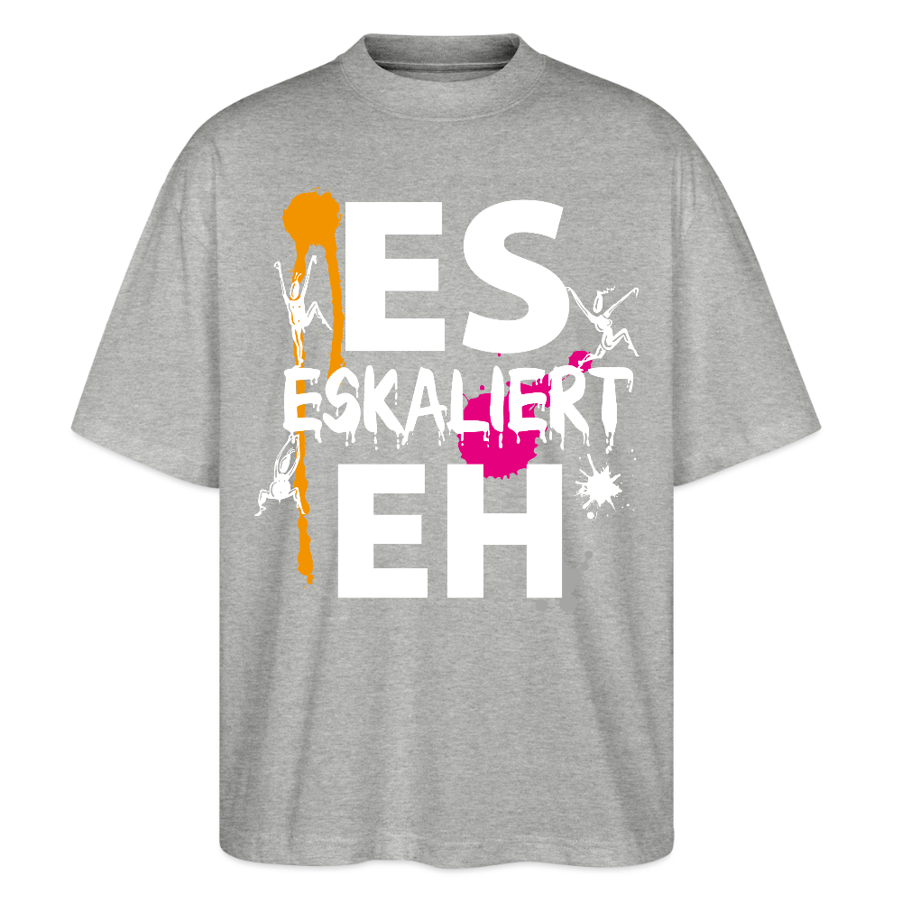 Oversized Unisex T-Shirt mit ES ESKALIERT EH PRINT - Grau meliert