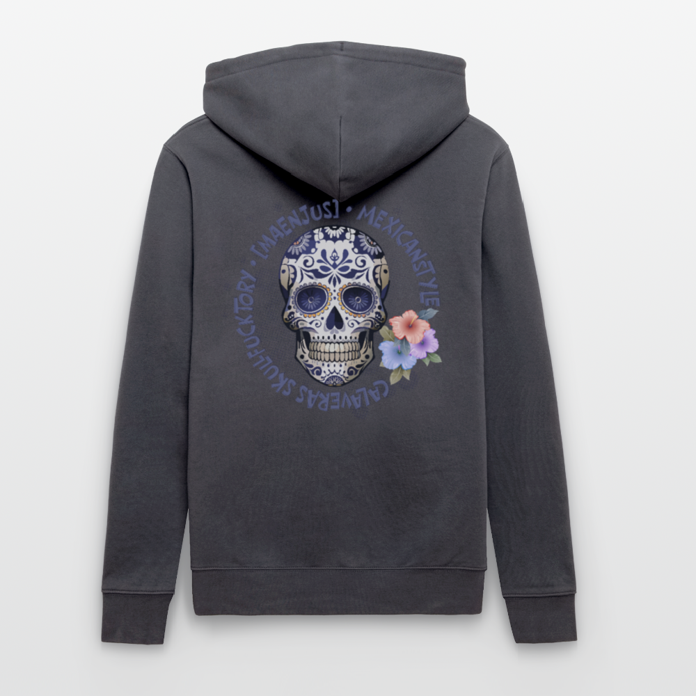 Unisex Hoodie mit MAENJUS MEXICANSTYLE PRINT Vorder- und Rückseite - Indigoblau