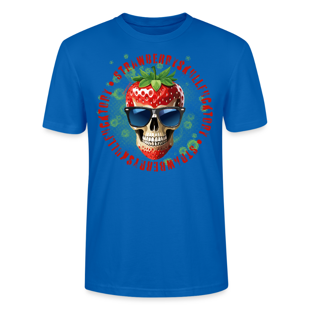 Unisex T-Shirt mit STRAWBERRY SKULL PRINT Vorderseite - Pfauenblau