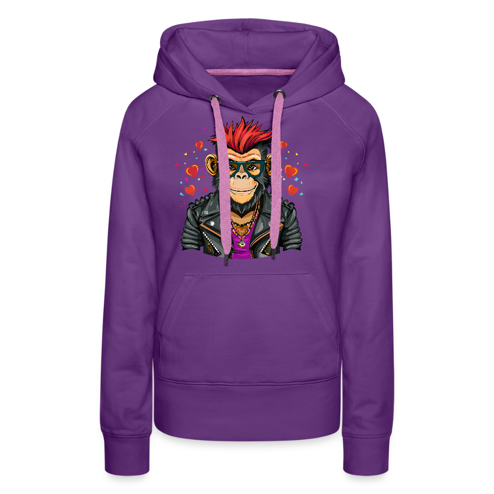 Frauen Premium Hoodie mit MONKEY IN LOVE PRINT - Purple