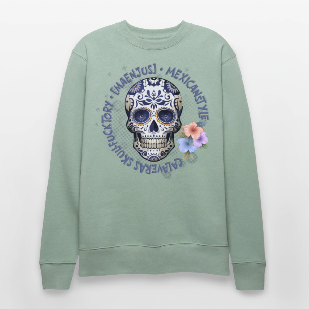 Unisex Bio-Sweatshirt mit MAENJUS MEXICANSTYLE PRINT - Helles Graugrün