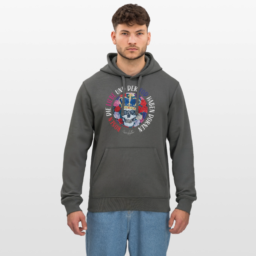 Oversized Unisex Hoodie mit ROSEN DIE LIEBE UND DER TOD HABEN DORNEN PRINT - Anthrazit