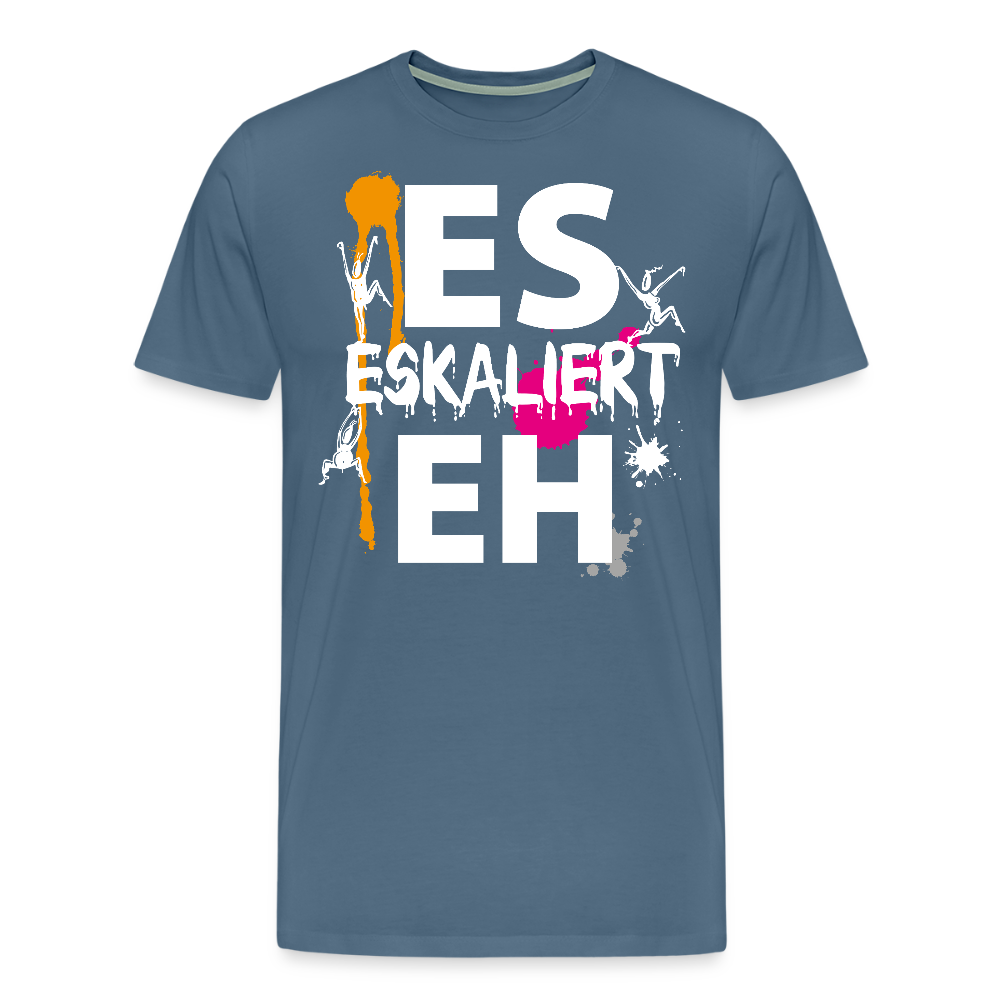 Männer Premium T-Shirt mit ES ESKALIERT EH PRINT - Blaugrau