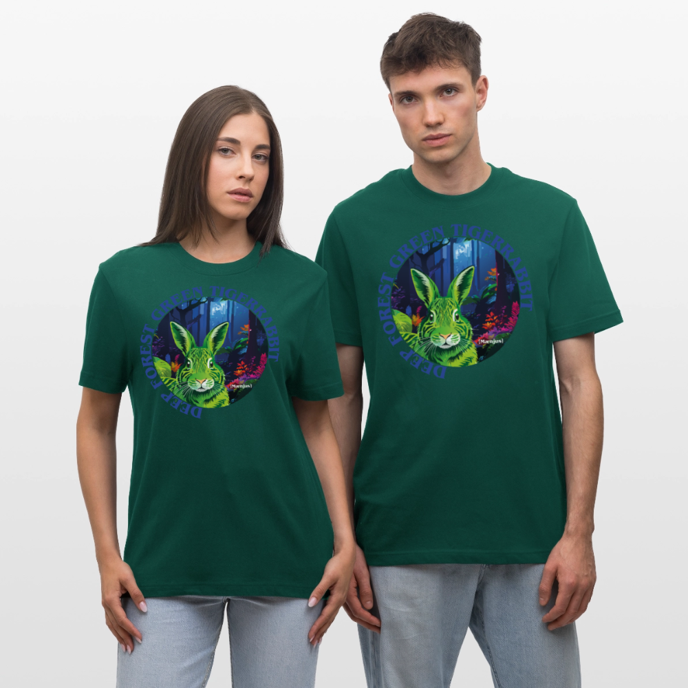 Relaxed Fit Unisex Bio-T-Shirt mit DEEP FOREST GREEN TIGERRABBIT PRINT Vorderseite - Forest