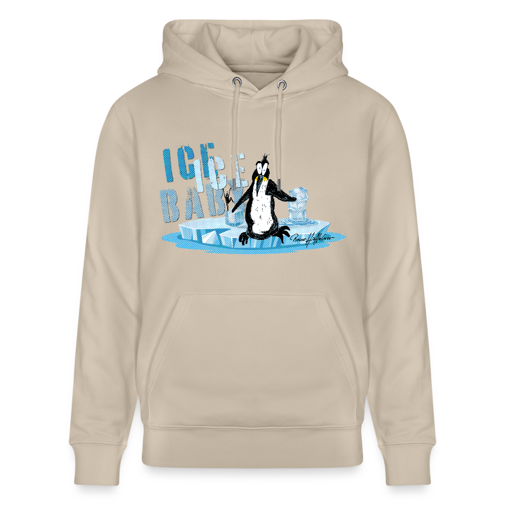 Unisex Bio-Hoodie mit ICE ICE BABY PINGUIN PRINT - Beige