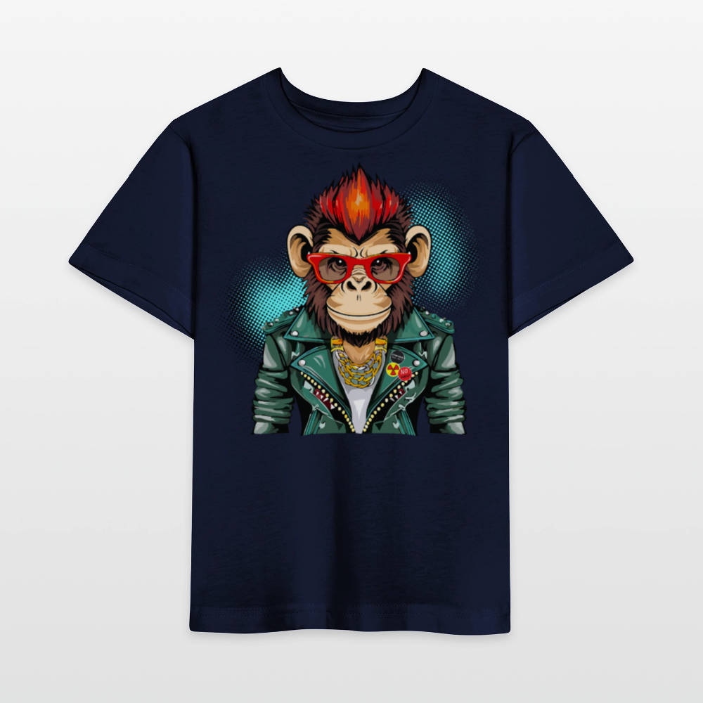 MNJS KIDS Bio T-Shirt mit MONKEY PRINT - Navy