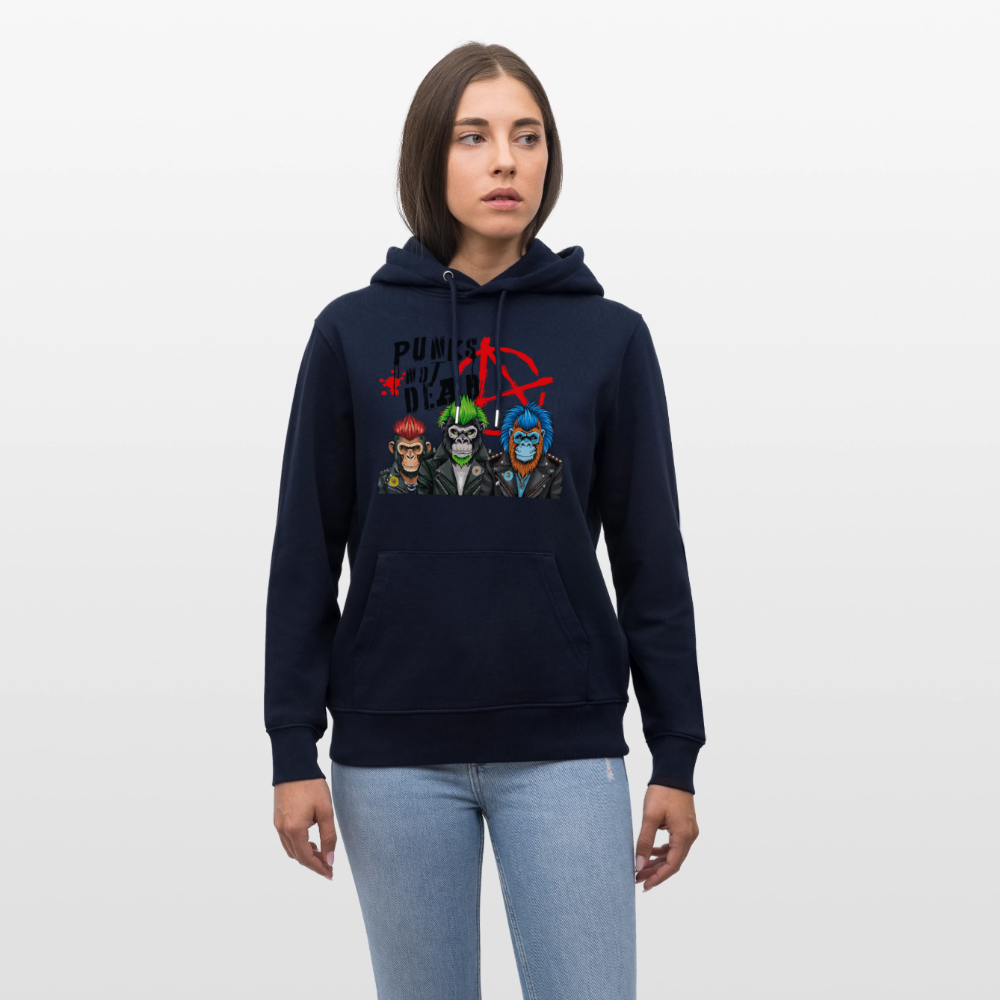 Unisex Hoodie mit PUNKS NOT DEAD PRINT - Navy