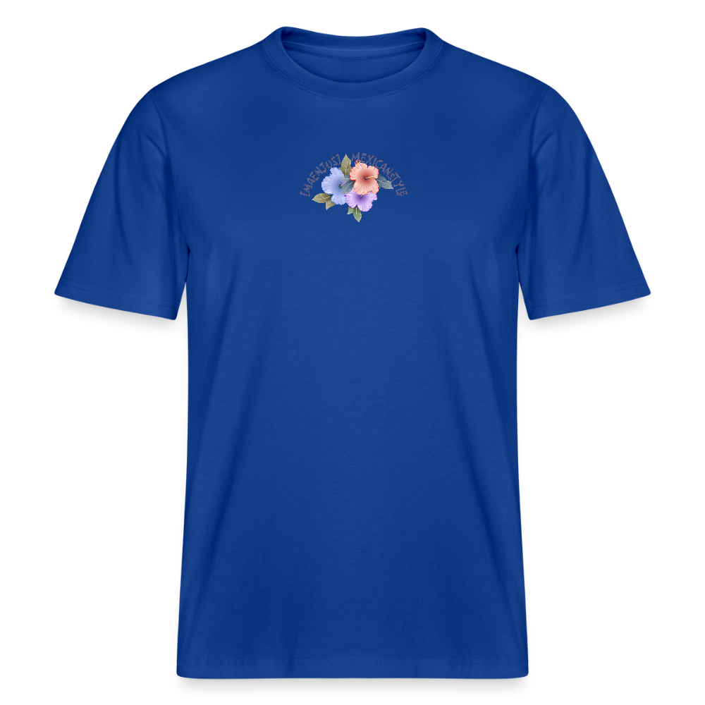 Relaxed Fit Unisex Bio-T-Shirt mit MAENJUS MEXICANSTYLE PRINT Vorder- und Rückseite - Dunkelblau