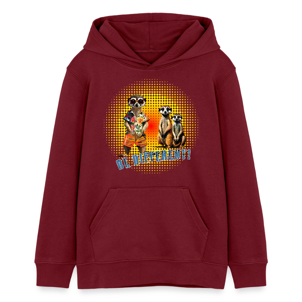 MNJS TEENS Bio-Hoodie mit BE DIFFERENT PRINT - Burgunderrot