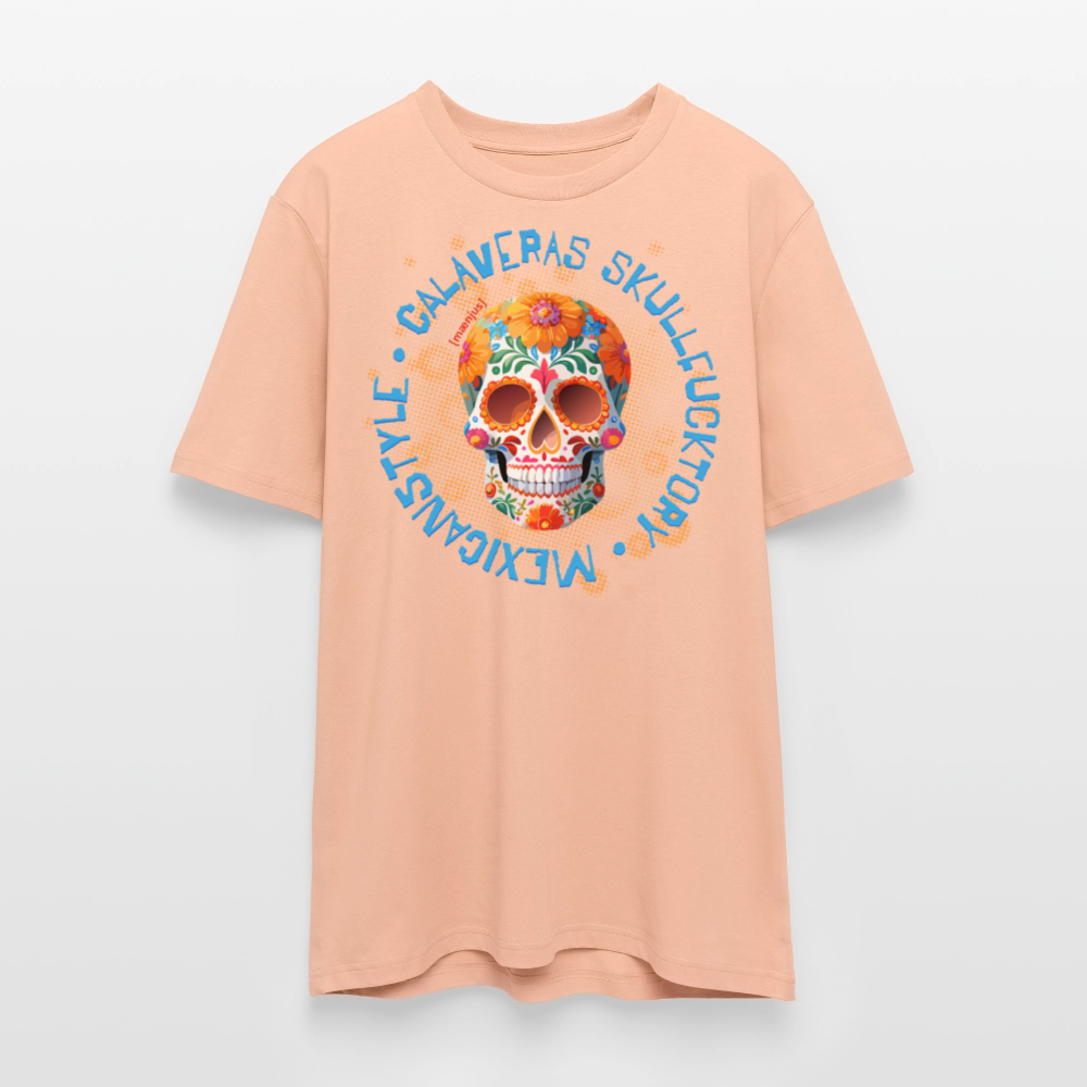Unisex Bio-T-Shirt mit CALAVERAS MEXICANSTYLE PRINT Vorderseite - Pfirsich