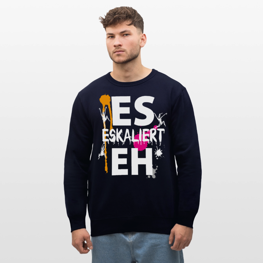 Unisex Bio-Sweatshirt mit ES ESKALIERT EH PRINT - Navy