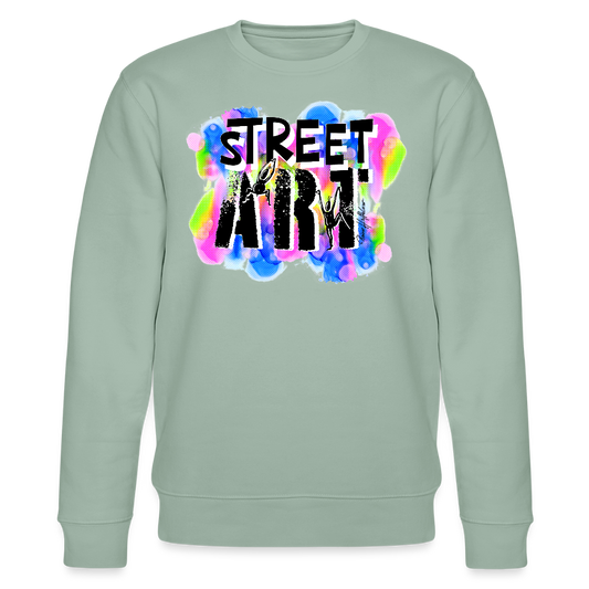 Unisex Bio-Sweatshirt mit STREET ART PRINT - Helles Graugrün