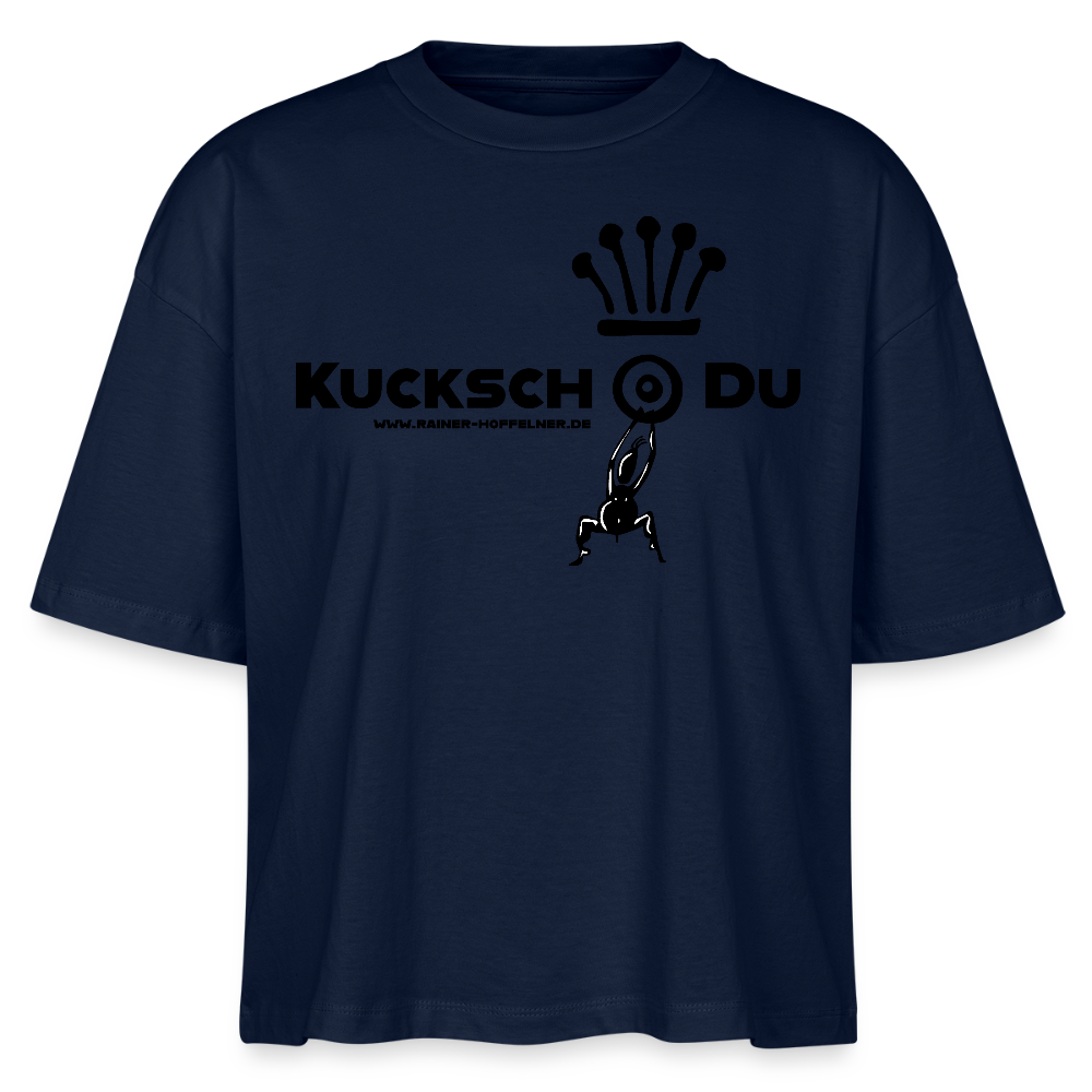 Frauen Boxy Bio-T-Shirt mit KUCKSCH DU PRINT - Navy