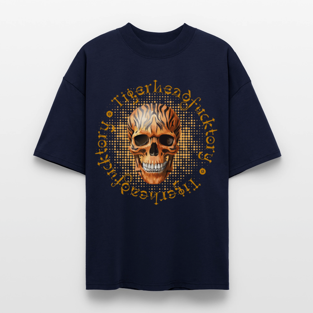 Oversized Unisex T-Shirt mit TIGERHEAD SKULL PRINT - Navy