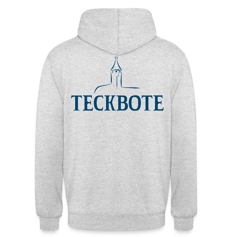 Unisex Hoodie mit TECKBOTE PRINT - Hellgrau meliert