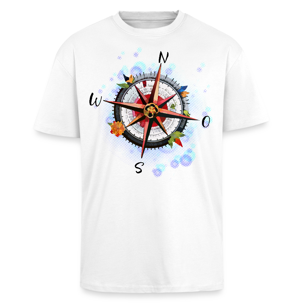Heavy Oversize T-Shirt mit WINDROSE PRINT - Weiß