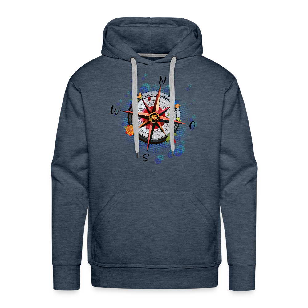 Männer Premium Hoodie mit WINDROSE PRINT - Jeansblau