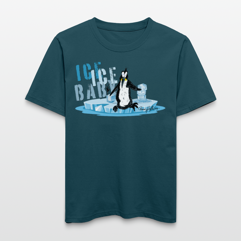 Unisex Bio-T-Shirt mit ICE ICE BABY PINGUIN PRINT - Dunkles Petrol