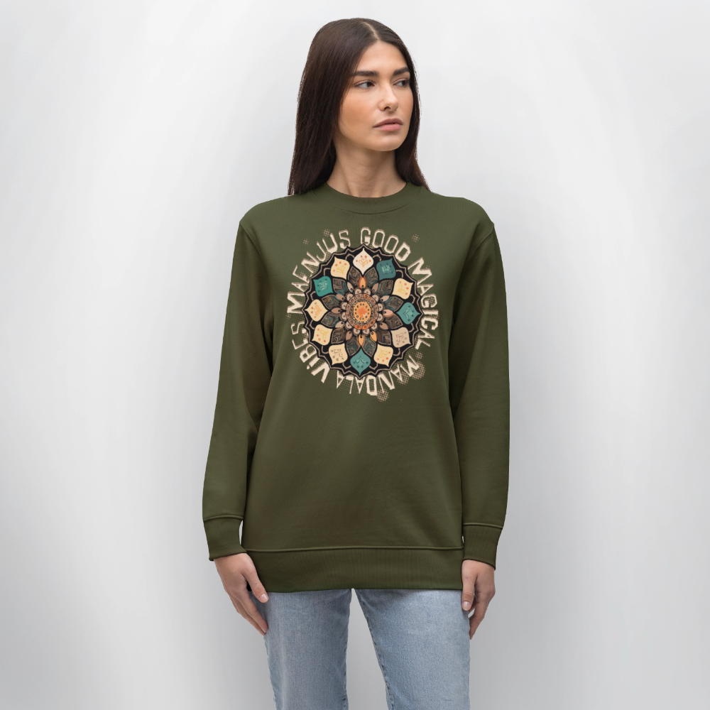 Unisex Bio-Sweatshirt mit MANDALA VIBES PRINT - Khaki