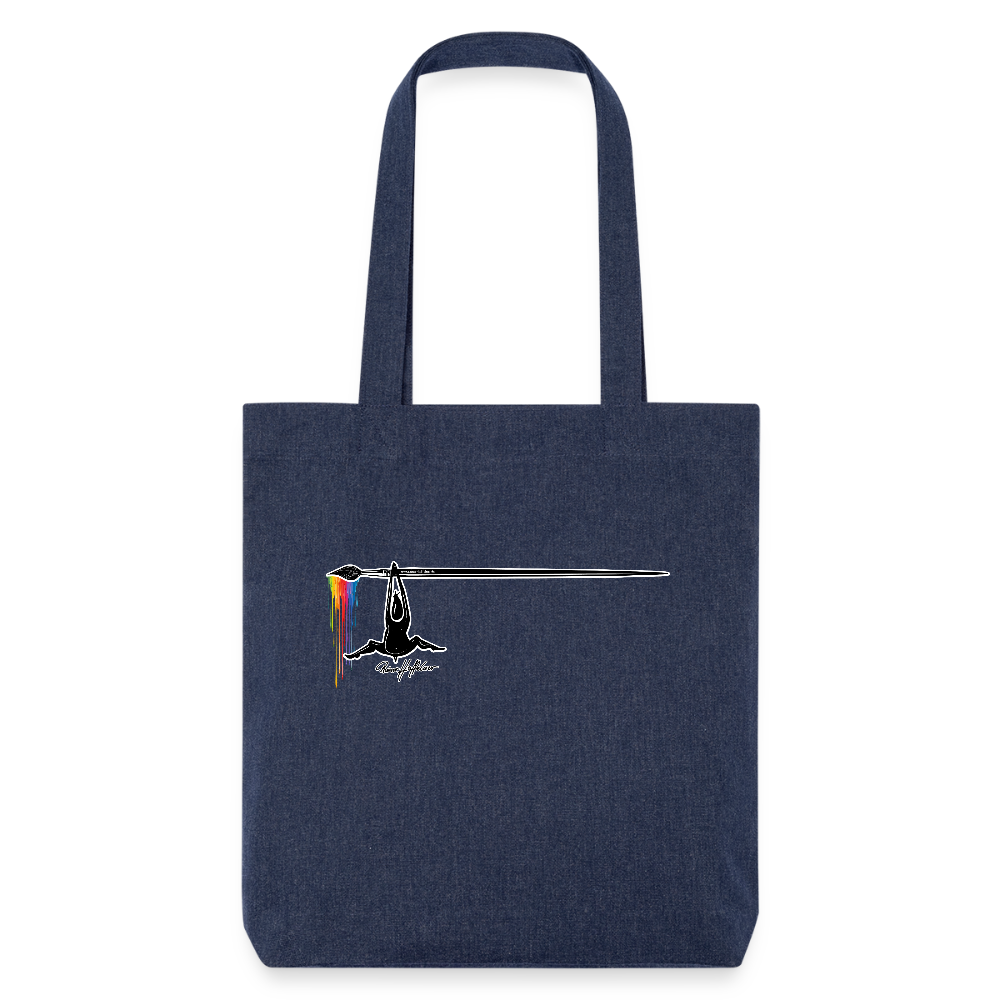Recycelter Heavyweight Stoffbeutel mit TUSCHEMÄNNCHEN PRINT - melange Blue