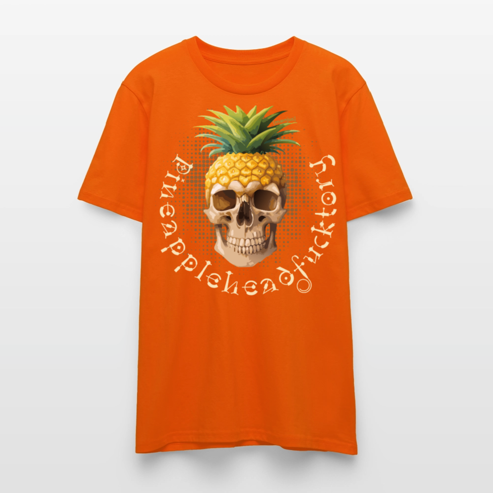 Unisex T-Shirt mit PINEAPPLEHEAD SKULL PRINT Vorderseite - Tieforange