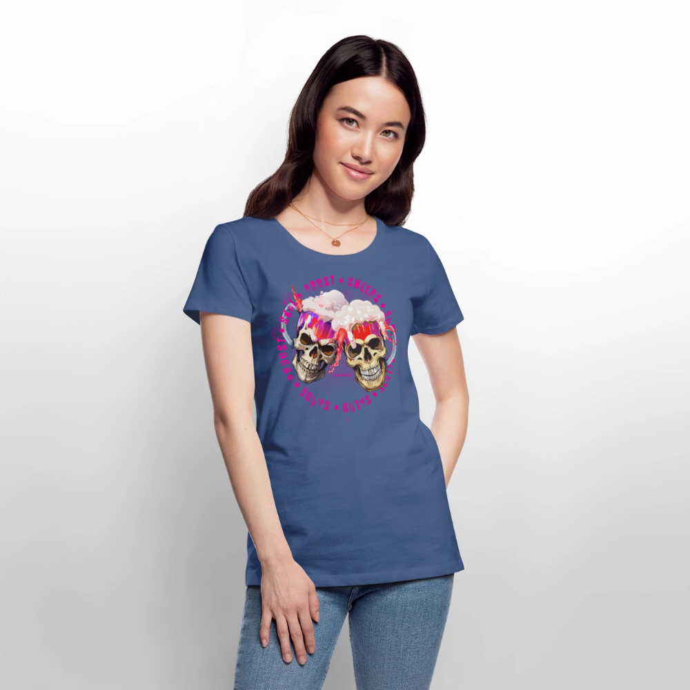 Frauen Premium T-Shirt mit OKTOBERFEST SKULL GIRL PRINT - Taubenblau